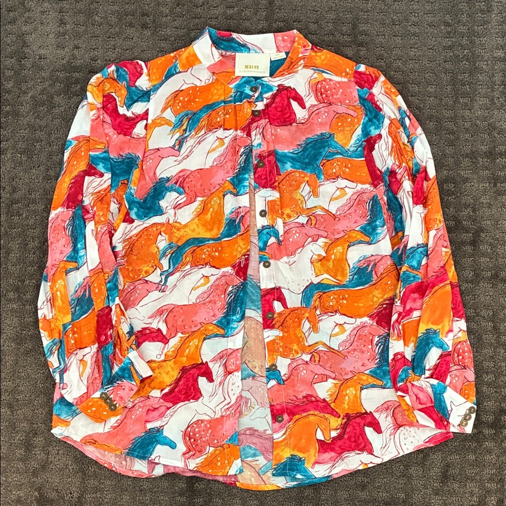 Maeve Pastoral Watercolor Blouse by Anthropologie
